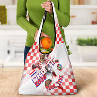 Personalized Croatia Soccer 2026 Grocery Bag Funa Zlatica Football Mascot - Sahovnica Croatian Checkerboard