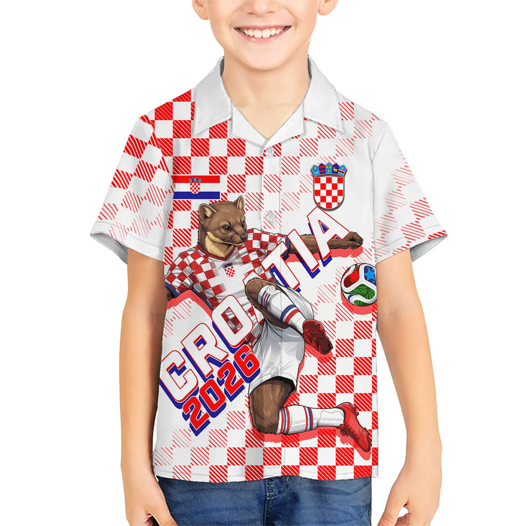 Personalized Croatia Soccer 2026 Hawaiian Shirt Funa Zlatica Football Mascot - Sahovnica Croatian Checkerboard