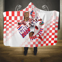 Personalized Croatia Soccer 2026 Hooded Blanket Funa Zlatica Football Mascot - Sahovnica Croatian Checkerboard