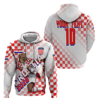 Personalized Croatia Soccer 2026 Hoodie Funa Zlatica Football Mascot - Sahovnica Croatian Checkerboard