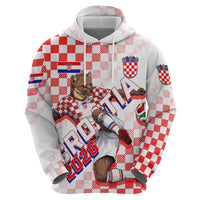 Personalized Croatia Soccer 2026 Hoodie Funa Zlatica Football Mascot - Sahovnica Croatian Checkerboard