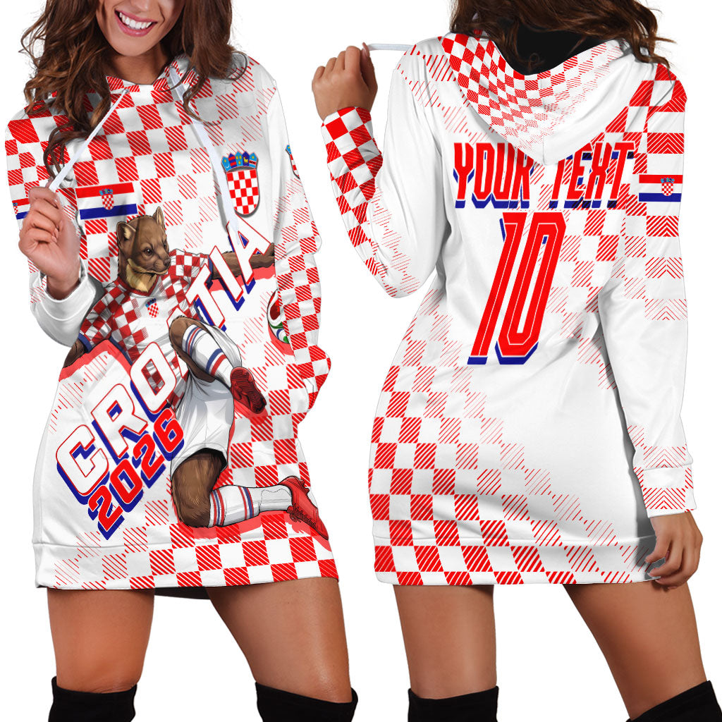 Personalized Croatia Soccer 2026 Hoodie Dress Funa Zlatica Football Mascot - Sahovnica Croatian Checkerboard
