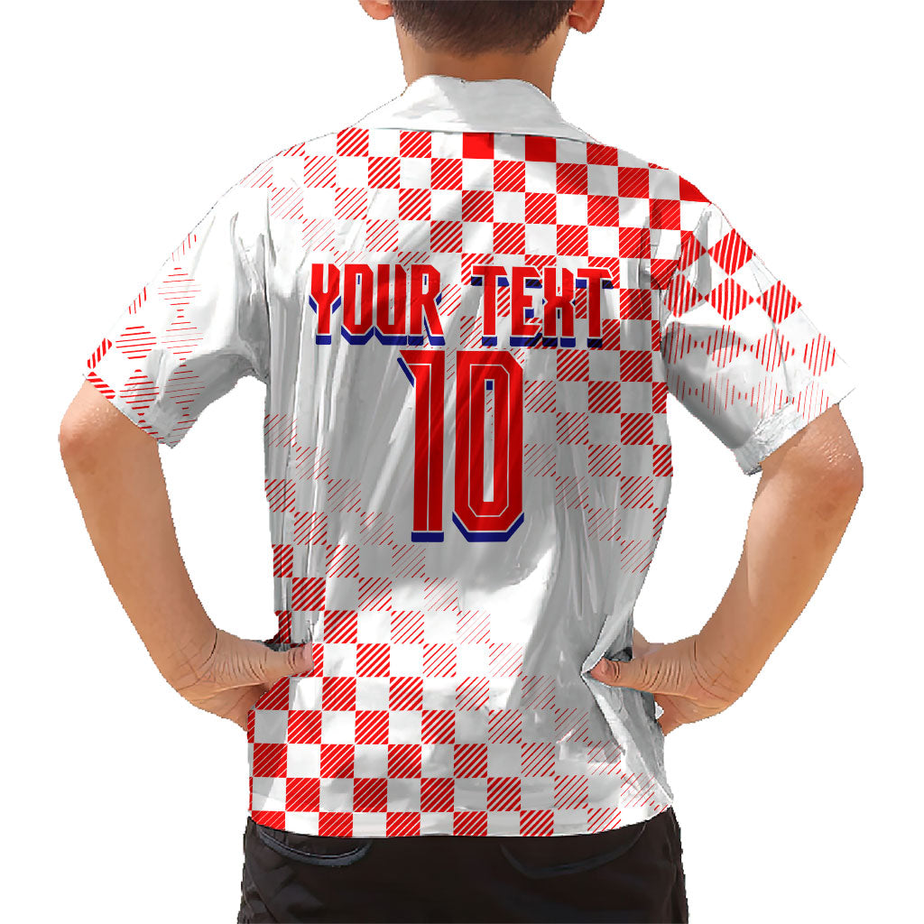 Personalized Croatia Soccer 2026 Kid Hawaiian Shirt Funa Zlatica Football Mascot - Sahovnica Croatian Checkerboard