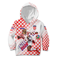 Personalized Croatia Soccer 2026 Kid Hoodie Funa Zlatica Football Mascot - Sahovnica Croatian Checkerboard