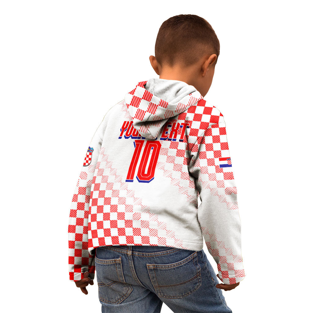 Personalized Croatia Soccer 2026 Kid Hoodie Funa Zlatica Football Mascot - Sahovnica Croatian Checkerboard