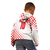 Personalized Croatia Soccer 2026 Kid Hoodie Funa Zlatica Football Mascot - Sahovnica Croatian Checkerboard