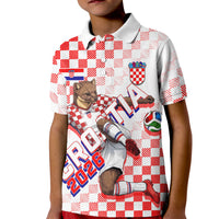 Personalized Croatia Soccer 2026 Kid Polo Shirt Funa Zlatica Football Mascot - Sahovnica Croatian Checkerboard