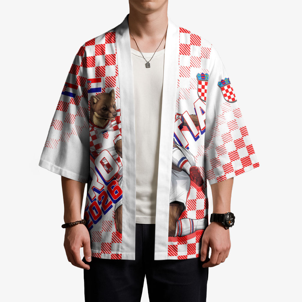 Personalized Croatia Soccer 2026 Kimono Funa Zlatica Football Mascot - Sahovnica Croatian Checkerboard