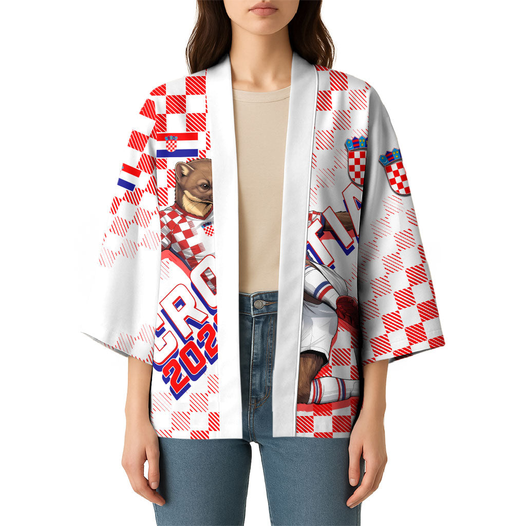 Personalized Croatia Soccer 2026 Kimono Funa Zlatica Football Mascot - Sahovnica Croatian Checkerboard