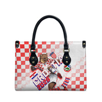 Personalized Croatia Soccer 2026 Leather Bag Funa Zlatica Football Mascot - Sahovnica Croatian Checkerboard