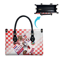 Personalized Croatia Soccer 2026 Leather Bag Funa Zlatica Football Mascot - Sahovnica Croatian Checkerboard