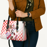 Personalized Croatia Soccer 2026 Leather Bag Funa Zlatica Football Mascot - Sahovnica Croatian Checkerboard