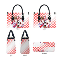 Personalized Croatia Soccer 2026 Leather Bag Funa Zlatica Football Mascot - Sahovnica Croatian Checkerboard