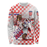 Personalized Croatia Soccer 2026 Long Sleeve Shirt Funa Zlatica Football Mascot - Sahovnica Croatian Checkerboard