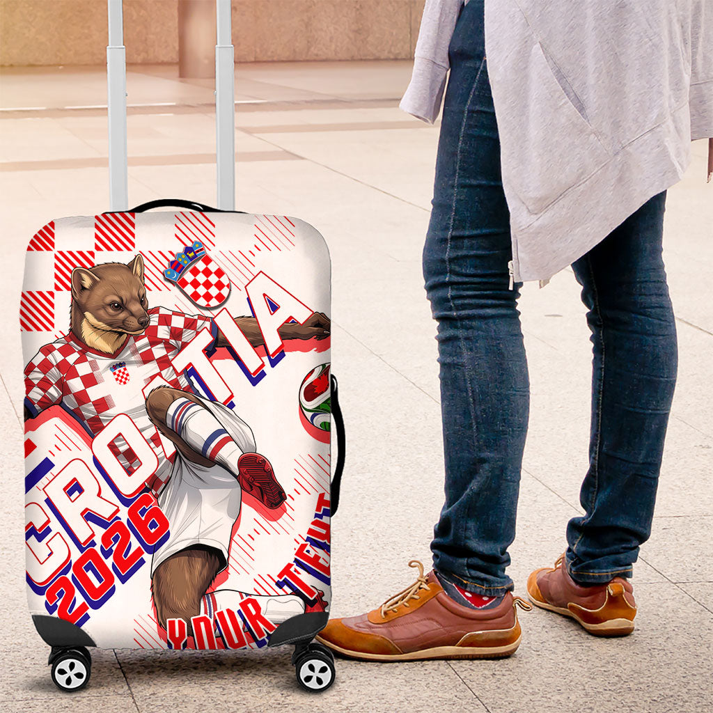 Personalized Croatia Soccer 2026 Luggage Cover Funa Zlatica Football Mascot - Sahovnica Croatian Checkerboard