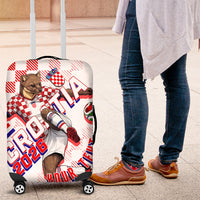 Personalized Croatia Soccer 2026 Luggage Cover Funa Zlatica Football Mascot - Sahovnica Croatian Checkerboard