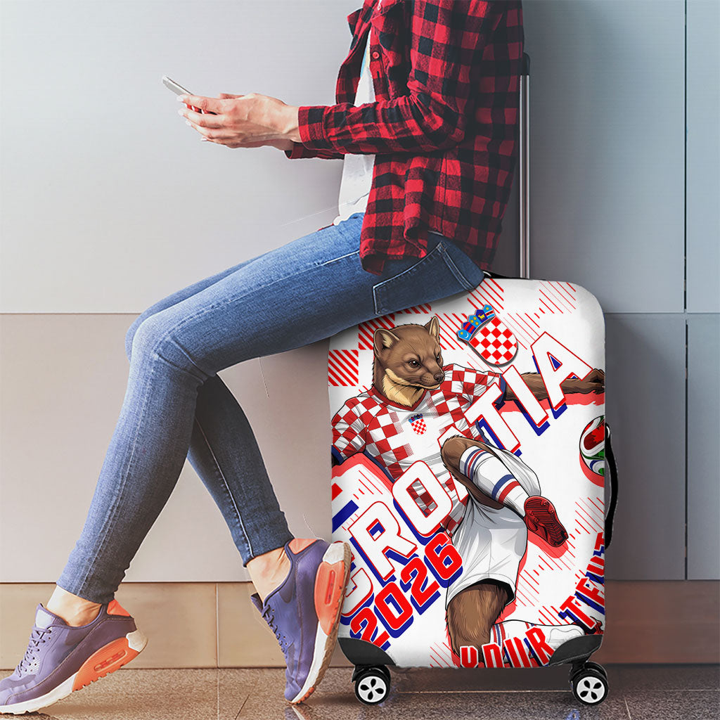 Personalized Croatia Soccer 2026 Luggage Cover Funa Zlatica Football Mascot - Sahovnica Croatian Checkerboard