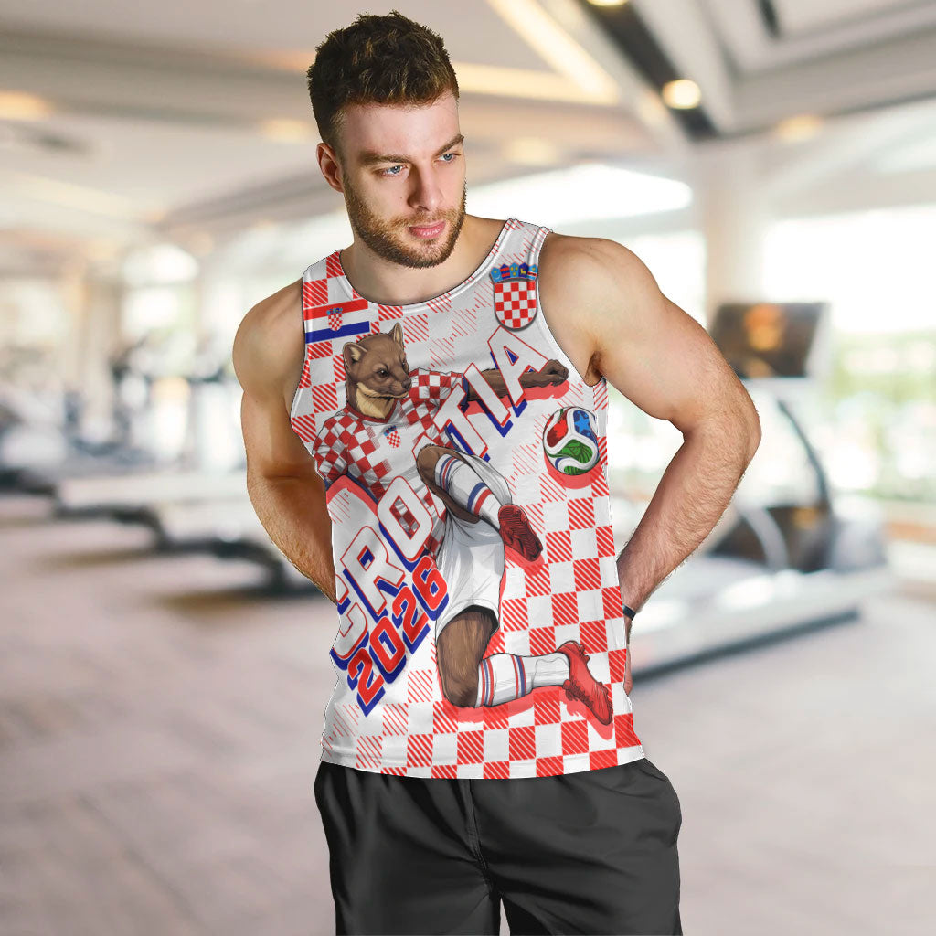 Personalized Croatia Soccer 2026 Men Tank Top Funa Zlatica Football Mascot - Sahovnica Croatian Checkerboard