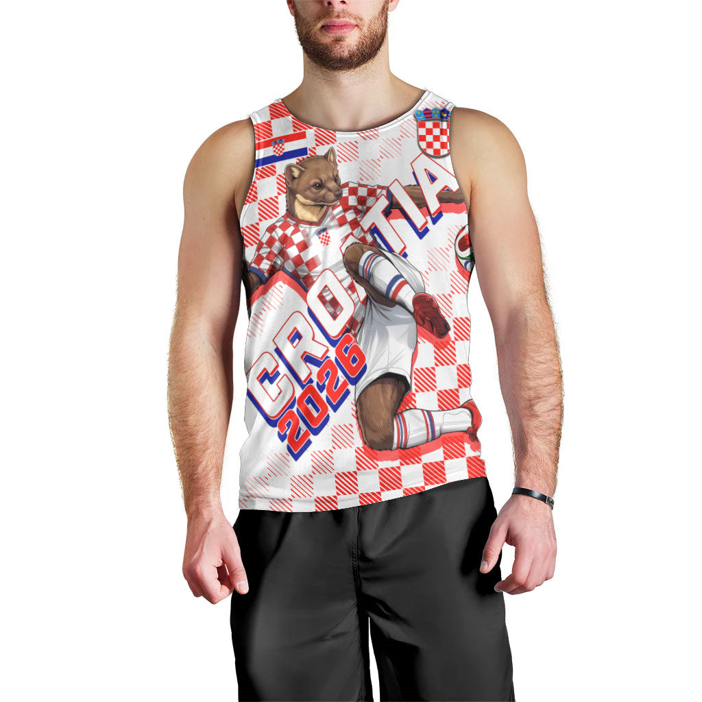 Personalized Croatia Soccer 2026 Men Tank Top Funa Zlatica Football Mascot - Sahovnica Croatian Checkerboard
