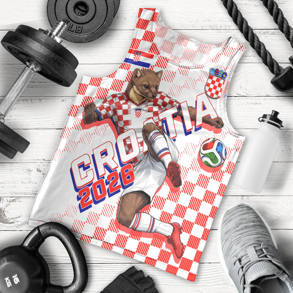 Personalized Croatia Soccer 2026 Men Tank Top Funa Zlatica Football Mascot - Sahovnica Croatian Checkerboard