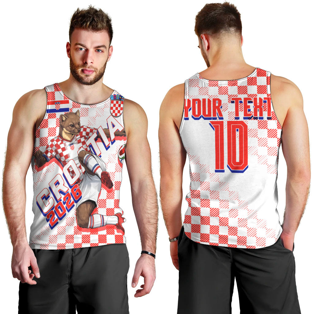 Personalized Croatia Soccer 2026 Men Tank Top Funa Zlatica Football Mascot - Sahovnica Croatian Checkerboard