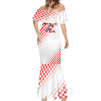 Personalized Croatia Soccer 2026 Mermaid Dress Funa Zlatica Football Mascot - Sahovnica Croatian Checkerboard