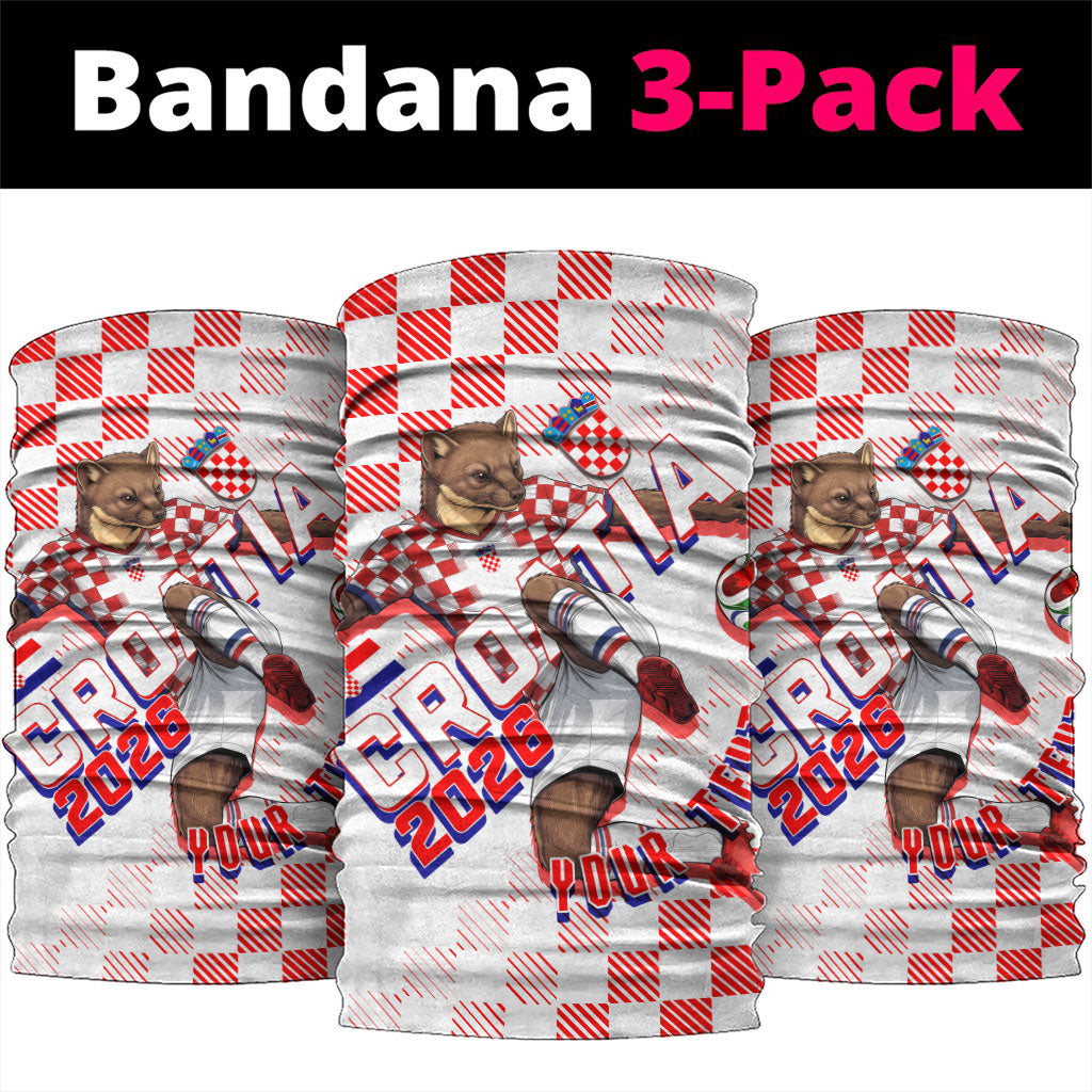 Personalized Croatia Soccer 2026 Neck Gaiter Funa Zlatica Football Mascot - Sahovnica Croatian Checkerboard