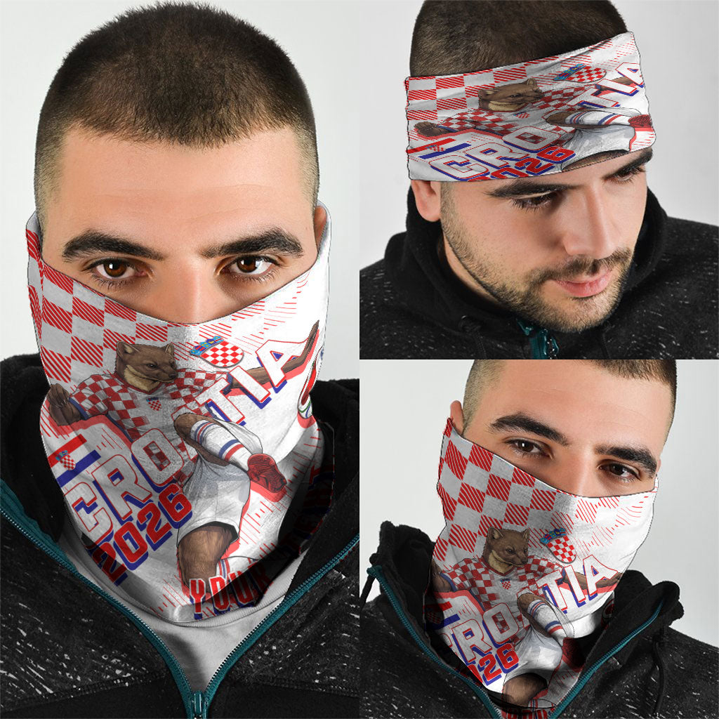 Personalized Croatia Soccer 2026 Neck Gaiter Funa Zlatica Football Mascot - Sahovnica Croatian Checkerboard