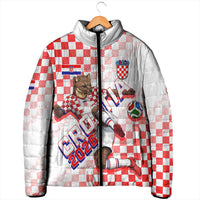 Personalized Croatia Soccer 2026 Padded Jacket Funa Zlatica Football Mascot - Sahovnica Croatian Checkerboard