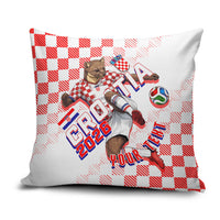 Personalized Croatia Soccer 2026 Pillow Cover Funa Zlatica Football Mascot - Sahovnica Croatian Checkerboard