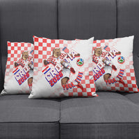 Personalized Croatia Soccer 2026 Pillow Cover Funa Zlatica Football Mascot - Sahovnica Croatian Checkerboard