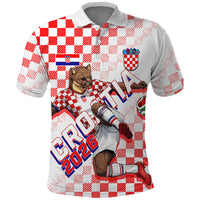 Personalized Croatia Soccer 2026 Polo Shirt Funa Zlatica Football Mascot - Sahovnica Croatian Checkerboard