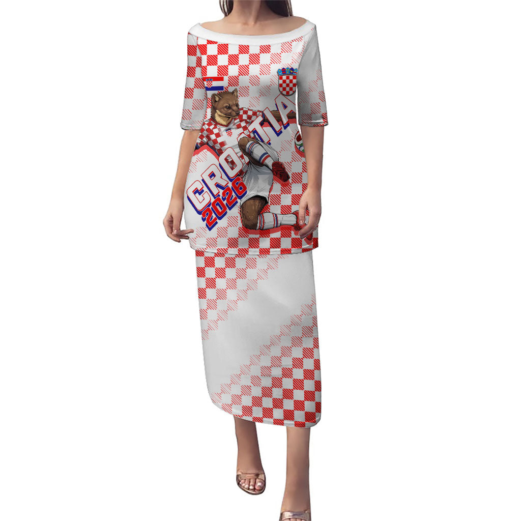 Personalized Croatia Soccer 2026 Puletasi Funa Zlatica Football Mascot - Sahovnica Croatian Checkerboard