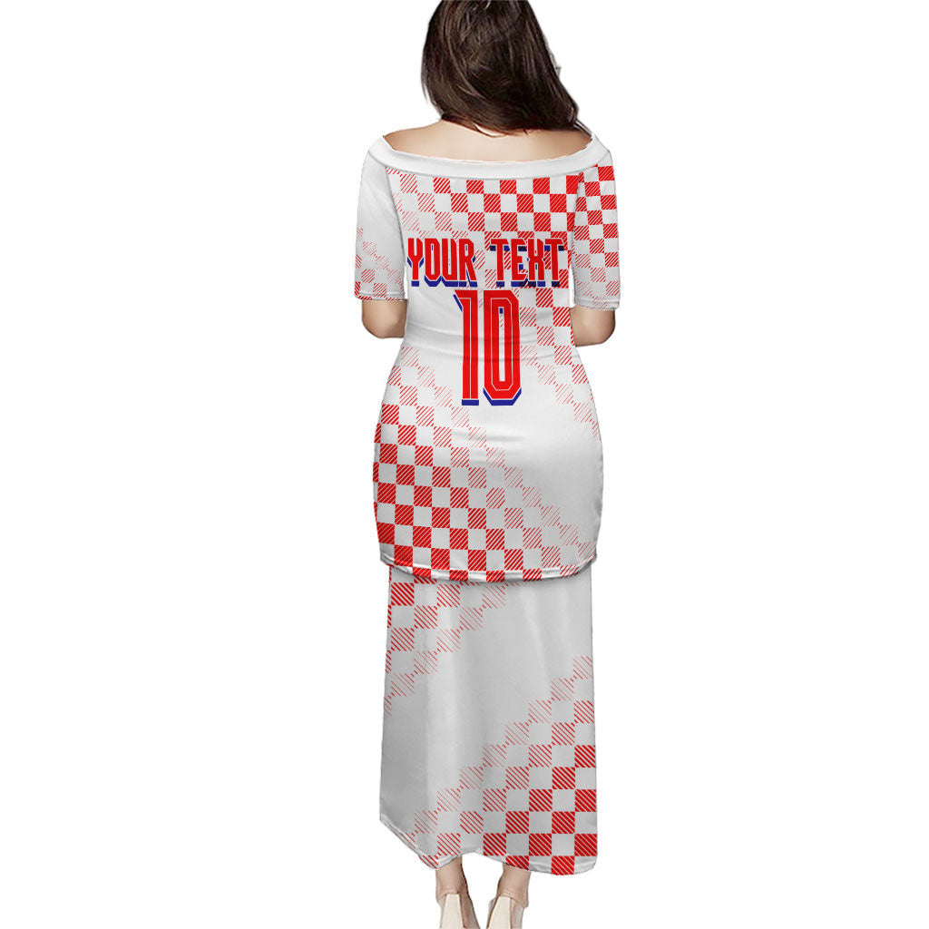 Personalized Croatia Soccer 2026 Puletasi Funa Zlatica Football Mascot - Sahovnica Croatian Checkerboard