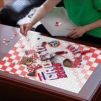 Personalized Croatia Soccer 2026 Puzzle Funa Zlatica Football Mascot - Sahovnica Croatian Checkerboard