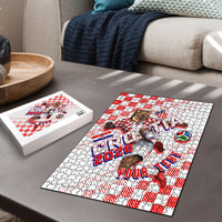 Personalized Croatia Soccer 2026 Puzzle Funa Zlatica Football Mascot - Sahovnica Croatian Checkerboard