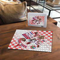 Personalized Croatia Soccer 2026 Puzzle Funa Zlatica Football Mascot - Sahovnica Croatian Checkerboard