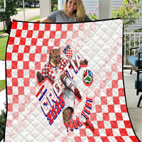 Personalized Croatia Soccer 2026 Quilt Funa Zlatica Football Mascot - Sahovnica Croatian Checkerboard
