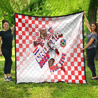 Personalized Croatia Soccer 2026 Quilt Funa Zlatica Football Mascot - Sahovnica Croatian Checkerboard