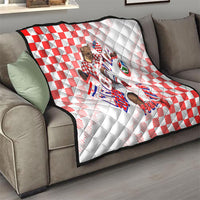 Personalized Croatia Soccer 2026 Quilt Funa Zlatica Football Mascot - Sahovnica Croatian Checkerboard