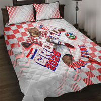 Personalized Croatia Soccer 2026 Quilt Bed Set Funa Zlatica Football Mascot - Sahovnica Croatian Checkerboard