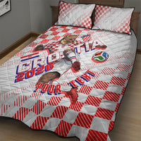 Personalized Croatia Soccer 2026 Quilt Bed Set Funa Zlatica Football Mascot - Sahovnica Croatian Checkerboard