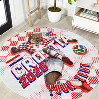 Personalized Croatia Soccer 2026 Round Carpet Funa Zlatica Football Mascot - Sahovnica Croatian Checkerboard