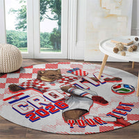Personalized Croatia Soccer 2026 Round Carpet Funa Zlatica Football Mascot - Sahovnica Croatian Checkerboard