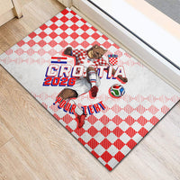 Personalized Croatia Soccer 2026 Rubber Doormat Funa Zlatica Football Mascot - Sahovnica Croatian Checkerboard