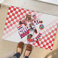 Personalized Croatia Soccer 2026 Rubber Doormat Funa Zlatica Football Mascot - Sahovnica Croatian Checkerboard