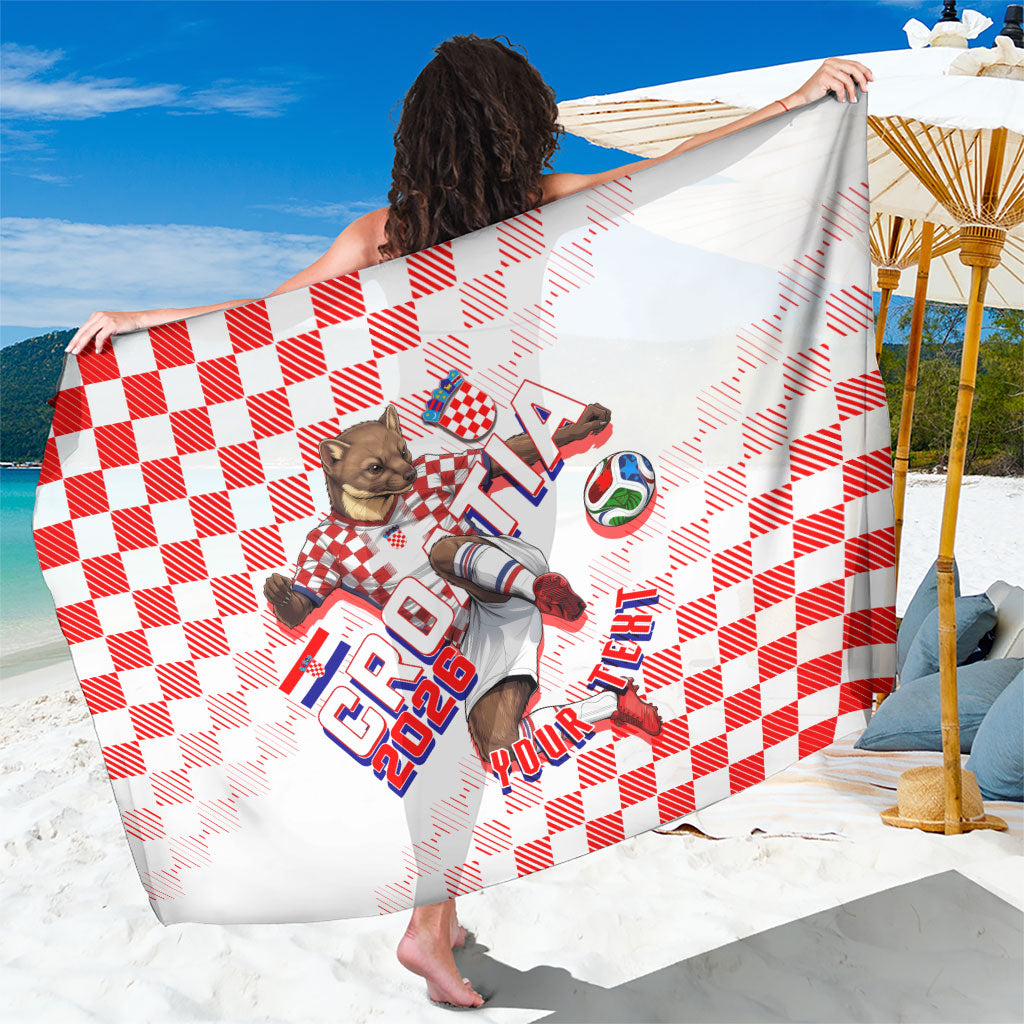 Personalized Croatia Soccer 2026 Sarong Funa Zlatica Football Mascot - Sahovnica Croatian Checkerboard