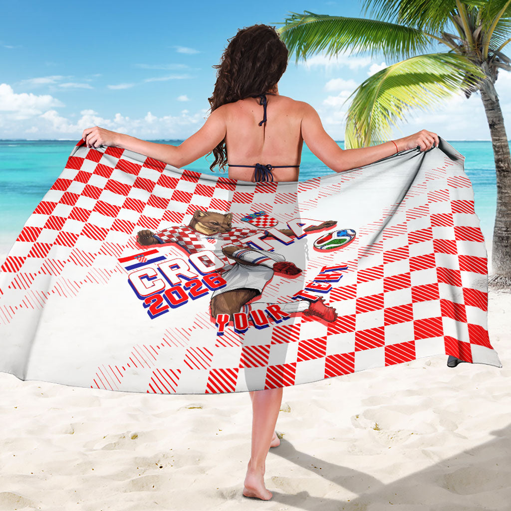 Personalized Croatia Soccer 2026 Sarong Funa Zlatica Football Mascot - Sahovnica Croatian Checkerboard