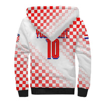 Personalized Croatia Soccer 2026 Sherpa Hoodie Funa Zlatica Football Mascot - Sahovnica Croatian Checkerboard