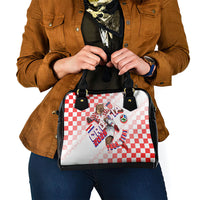 Personalized Croatia Soccer 2026 Shoulder Handbag Funa Zlatica Football Mascot - Sahovnica Croatian Checkerboard